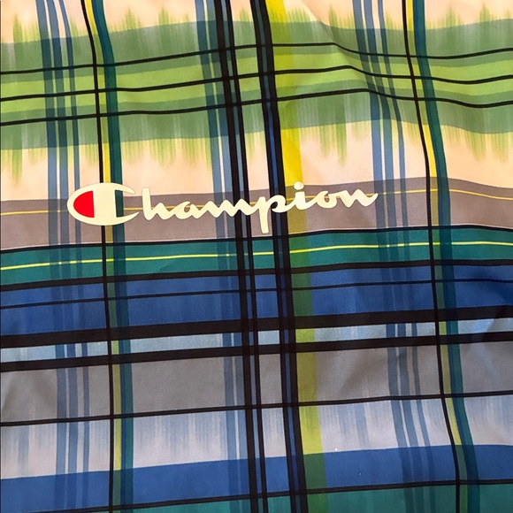 Champion Blue and Green Plaid Kids Raincoat - Picture 2 of 6